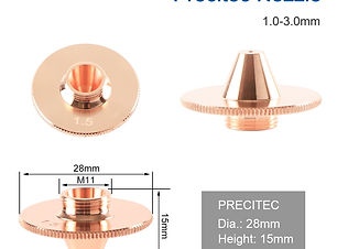 WSX Single Nozzles, Diameter: φ28mm, Altitudo: 15mm, Thread: M11*0.75, Materia: Princeps Finis Cupri
